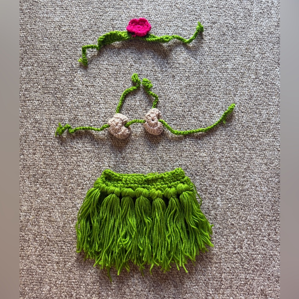 Handmade Green and Pink Crochet Bikini Set